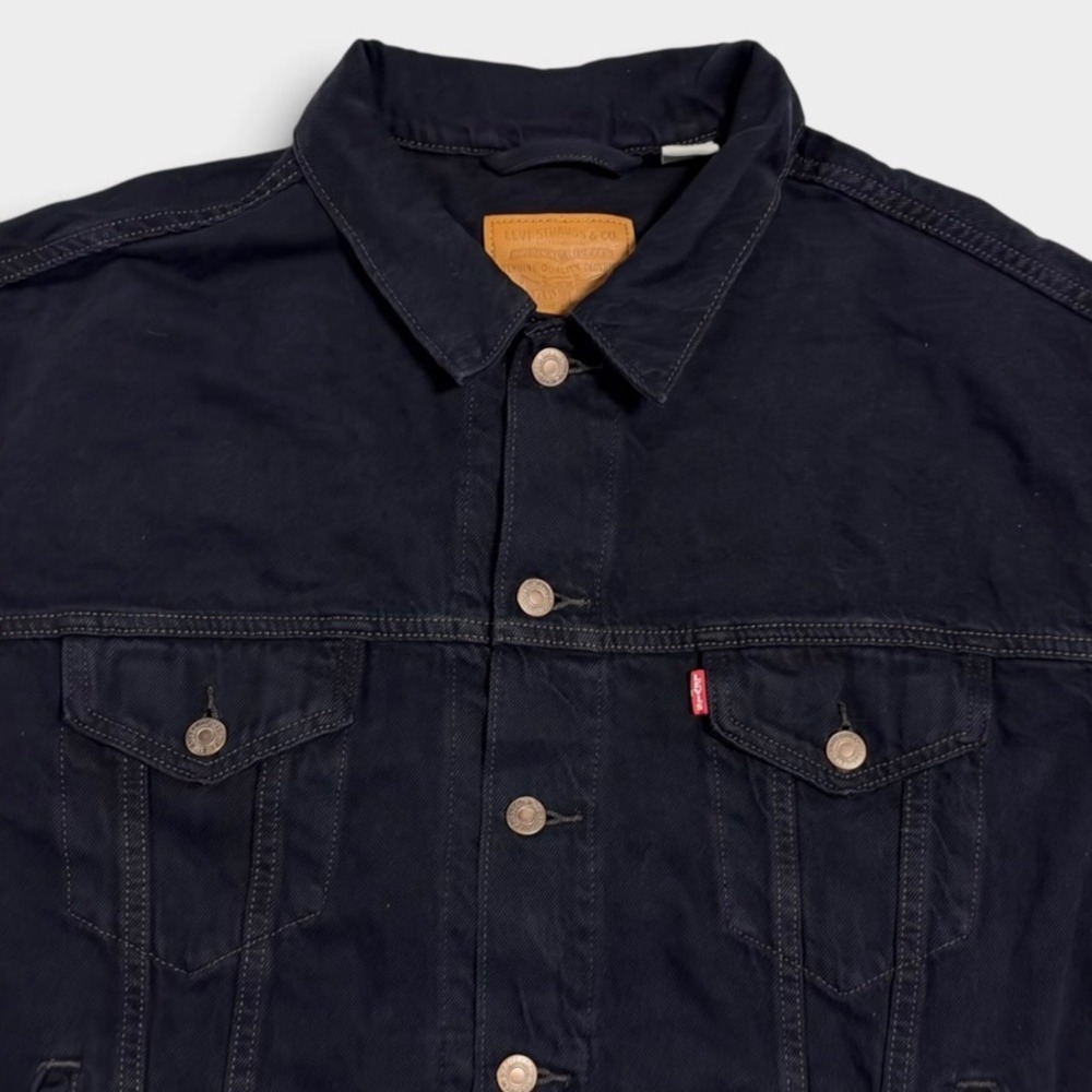 Levis Trucker Jacket Mens Large Premium Denim Button Up Black